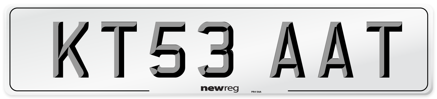 KT53 AAT Number Plate from New Reg
